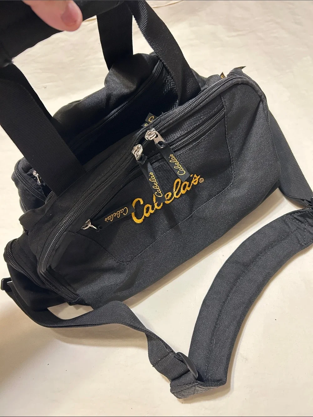 Cabela's Black Messenger Bag with Gold Logo